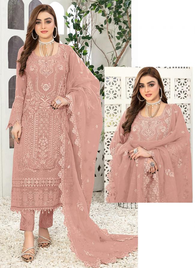 Georgette Baby Pink Festival Wear Embroidery Work Pakistani Suit